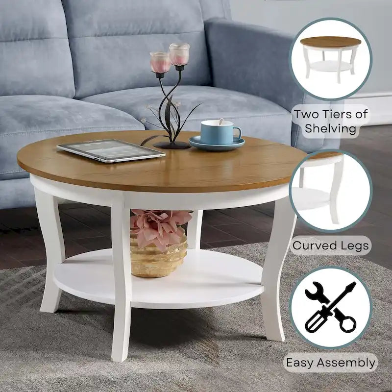 Convenience Concepts American Heritage Runder Couchtisch mit Ablage