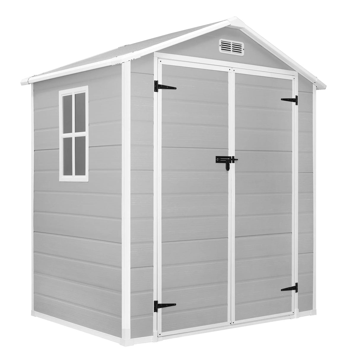 2 x 1,2 m/2 x 2,4 m/2,4 x 1,8 m/2,4 x 3 m Allwetter-Gartenhaus aus Harz mit Bodenplatte, Spire-Geräteschuppen