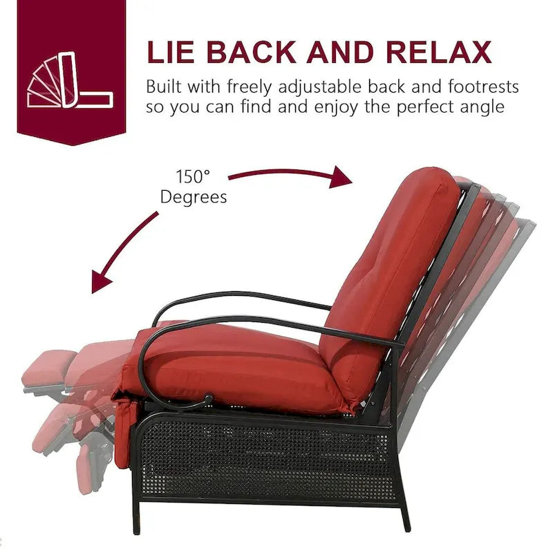 Verstellbarer Liegestuhl Lounge Sessel Gartenliege Sofa mit Kissen - 38 (T) x 26,5 (B) x 38,5 (H) ZOLL