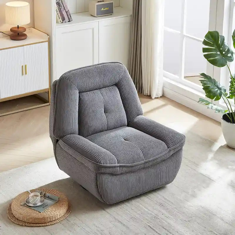 Drehbarer Relaxsessel aus Cord mit Gleitfunktion und Fußstütze für das Wohnzimmer