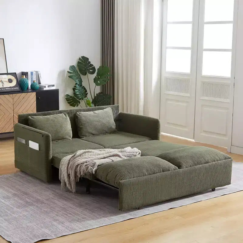 64.5 3-in-1 Schlafsofa aus Kord mit Ausziehbett