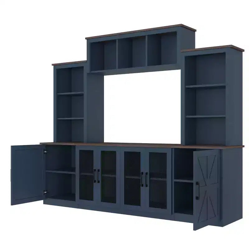 Moderner TV-Ständer für 55-Zoll-Fernseher mit Ladestation, Medienkonsole mit großen Aufbewahrungsschränken, Entertainment-Center für das Wohnzimmer-Panipeachy