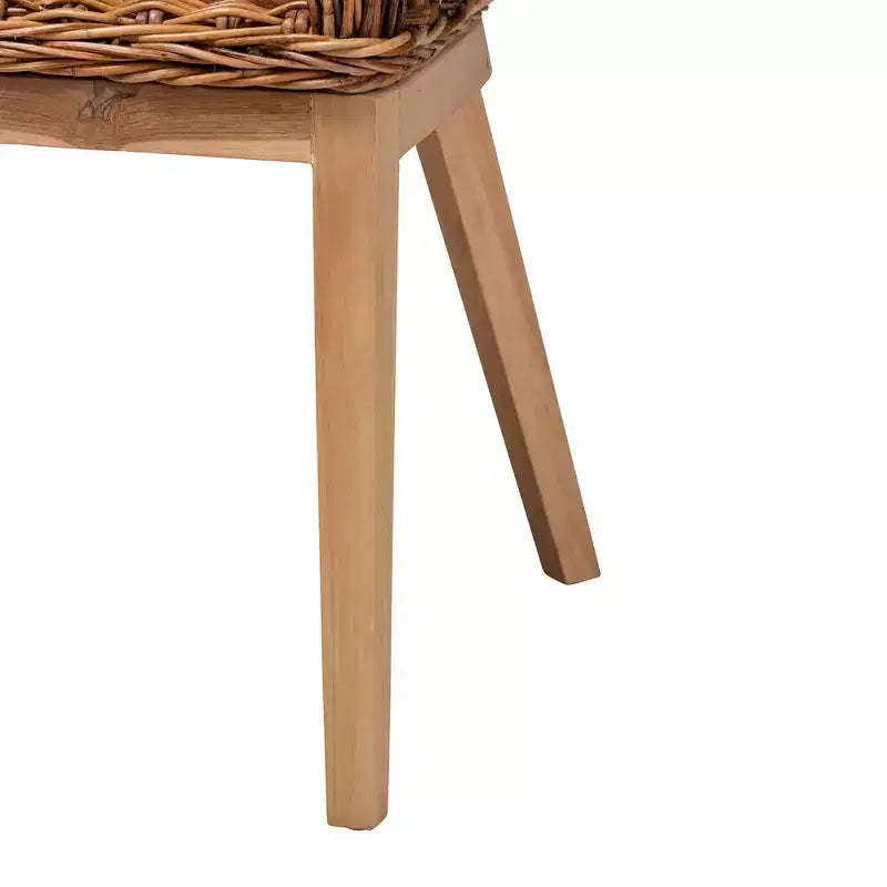 bali & pari Mario Modernes, böhmisches Esszimmerstuhl-Set, 2-teilig, aus Natur-Teakholz und Rattan