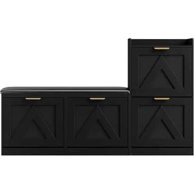 Schuhschrank mit Sitzbank & 4 Klappfächern – Schmaler Eingangsbereich-Organizer für 35–40 Paar Schuhe
