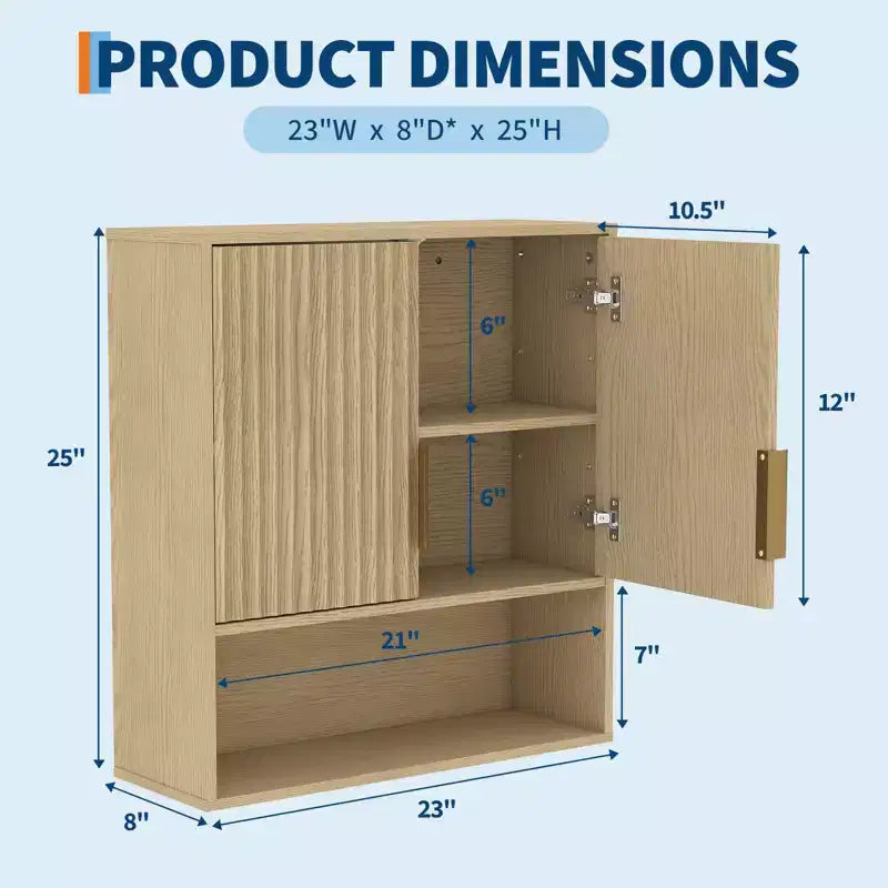 Badezimmer-Wandschrank - Medizinschrank mit Scheunentüren & verstellbarem Regal - 25x23,6x9 Zoll Wandschrank