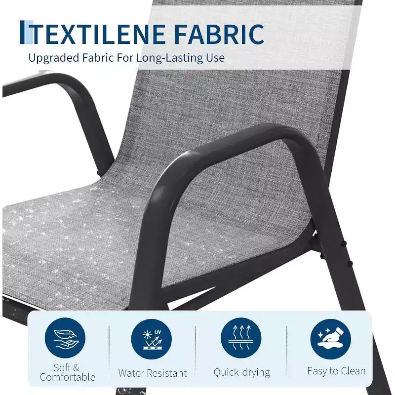 Terrassenstühle, stapelbare Outdoor-Esszimmerstühle, 4er-/6er-Set, wetterfeste, leichte Textilene-Outdoor-Stühle mit Armlehnen für Garten und Pool