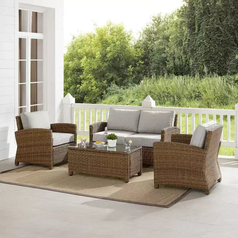 Bradenton 4-teiliges Outdoor Lounge-Set aus Korbgeflecht – Crosley