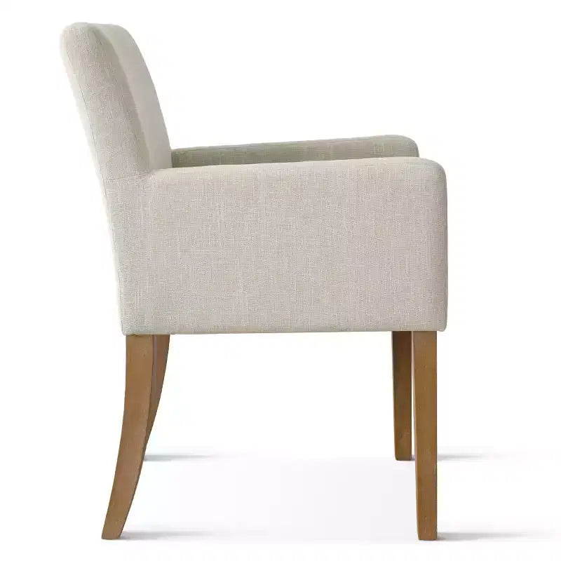Set aus 6 gepolsterten Esszimmerstühlen mit Armlehnen, moderne Leinen-Sessel mit Holzbeinen, Akzentstühle für Esszimmer, Wohnzimmer - Panipeachy