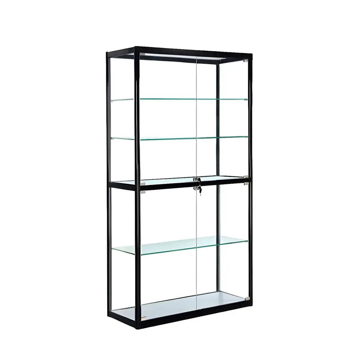 Zeitgenössische rechteckige Vitrine aus schwarzem Glas
