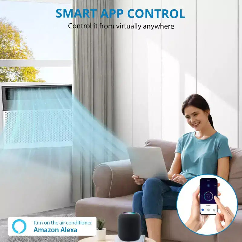 Acekool 6.000 BTU Smart Fenster-Klimaanlage, WLAN-Raumklimaanlage mit Fernbedienung, leise Kühlung für Räume bis 23 m²