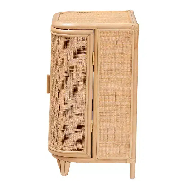 bali & pari Yanka Rattan-Schrank Natur: Handgefertigt, 2 Regalböden, Boho-Design