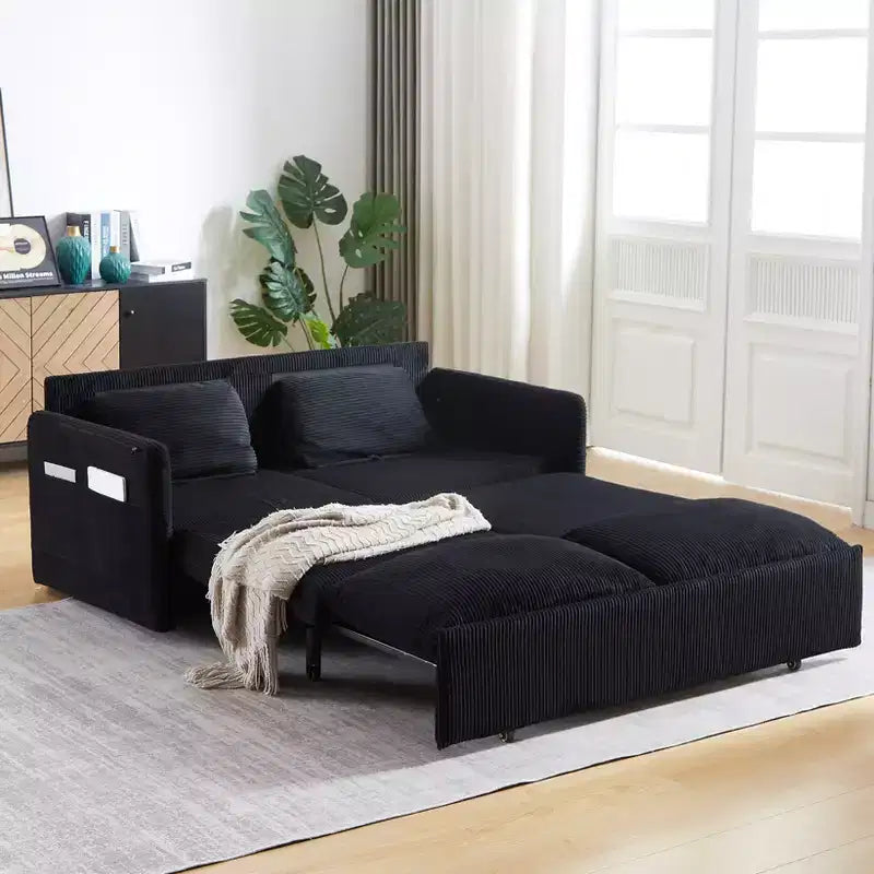 64.5 3-in-1 Schlafsofa aus Kord mit Ausziehbett
