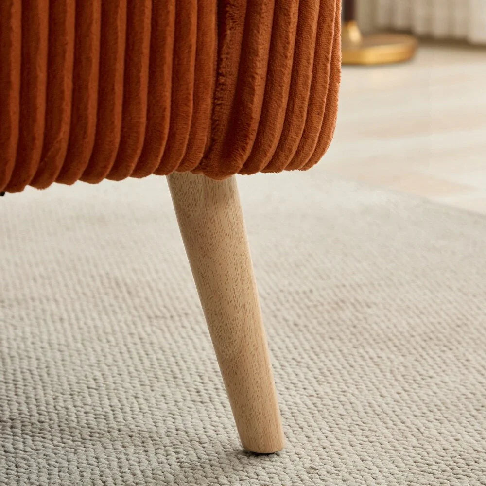 Zweisitzer-Sofa, bezogen mit Cordstoff, mit Walnussholzbeinen