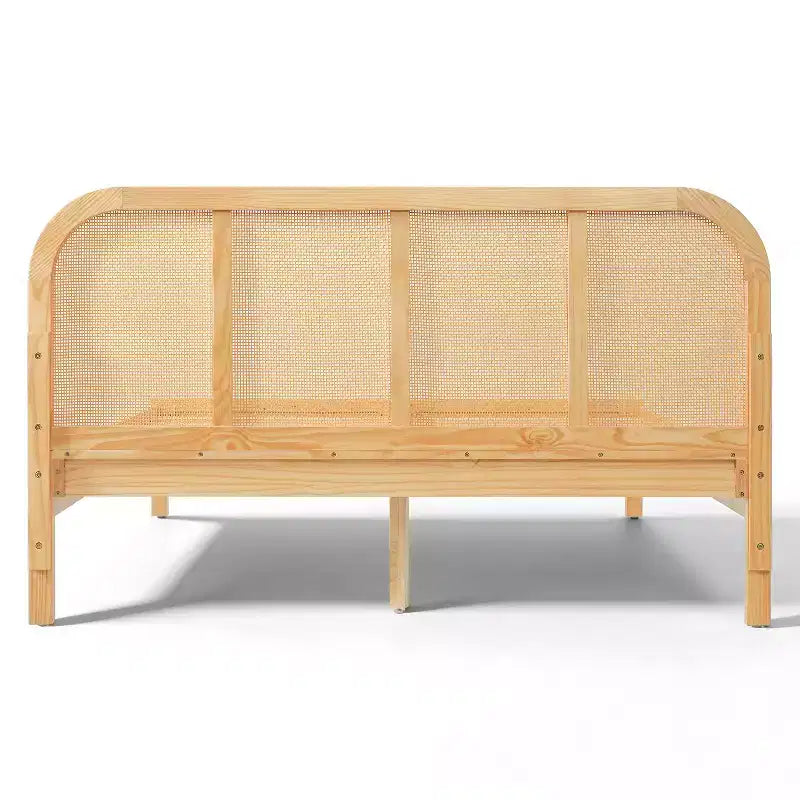 Christopher Knight Home Callahan Modernes Boho-Holz-Plattformbettgestell mit Rattan-Kopfteil