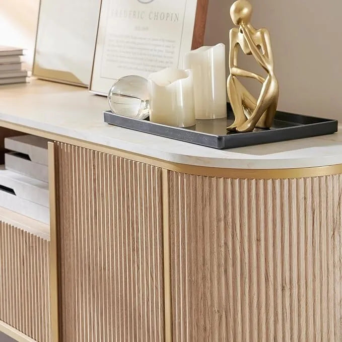 Moderner Luxus-TV-Ständer, Entertainment-Center, mit Kunstmarmorplatte