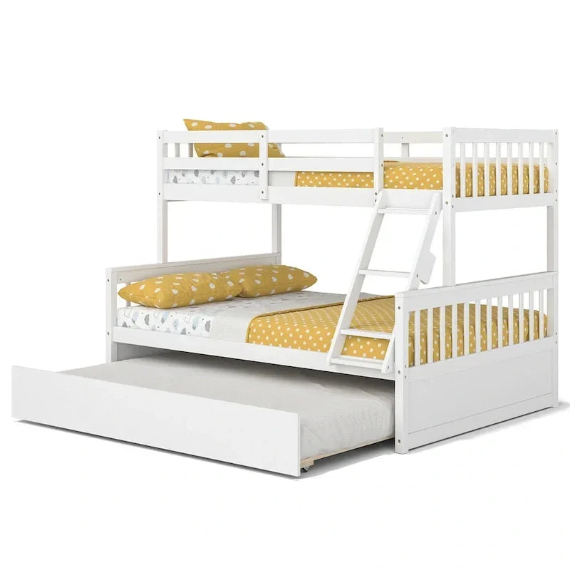 Gymax Etagenbett Twin über Full mit Twin-Ausziehbett, umwandelbar zur Plattform