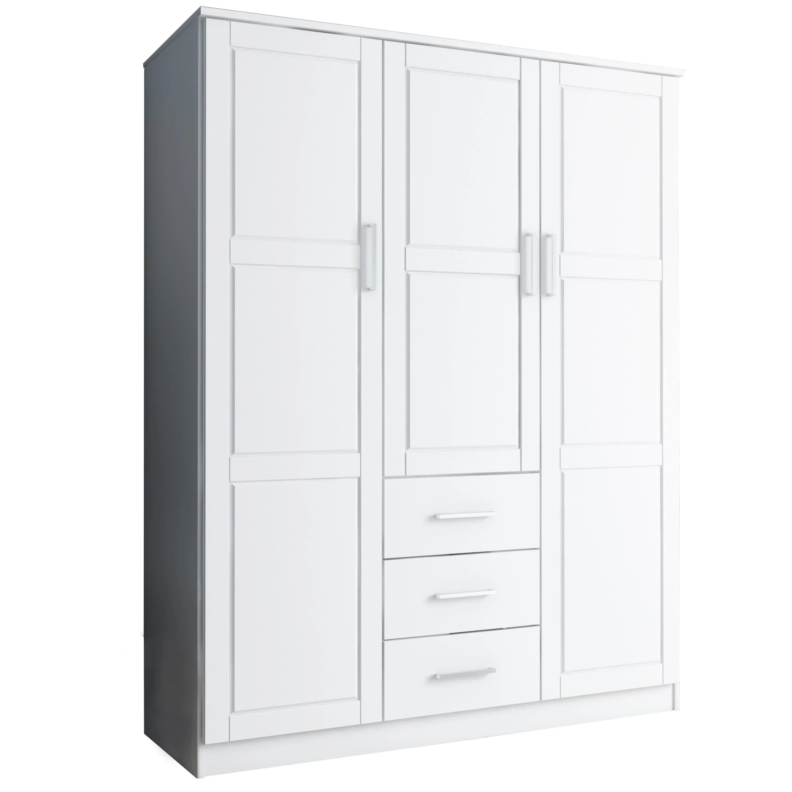 Palace Imports 100% Massivholz Cosmo Kleiderschrank mit 3 Türen mit Massivholz- oder Spiegeltüren
