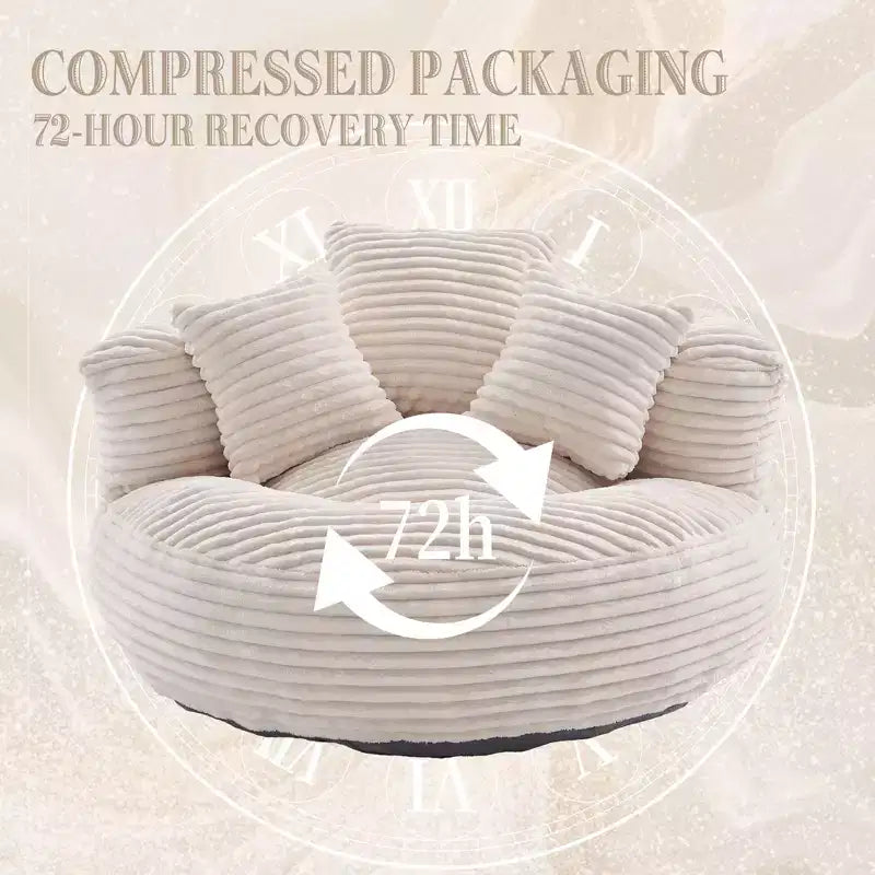 Sitzsacksofa für Erwachsene und Kinder, übergroßer Cord-Sitzsackstuhl mit 3 Kissen und Armlehne für Wohnzimmer und Schlafzimmer