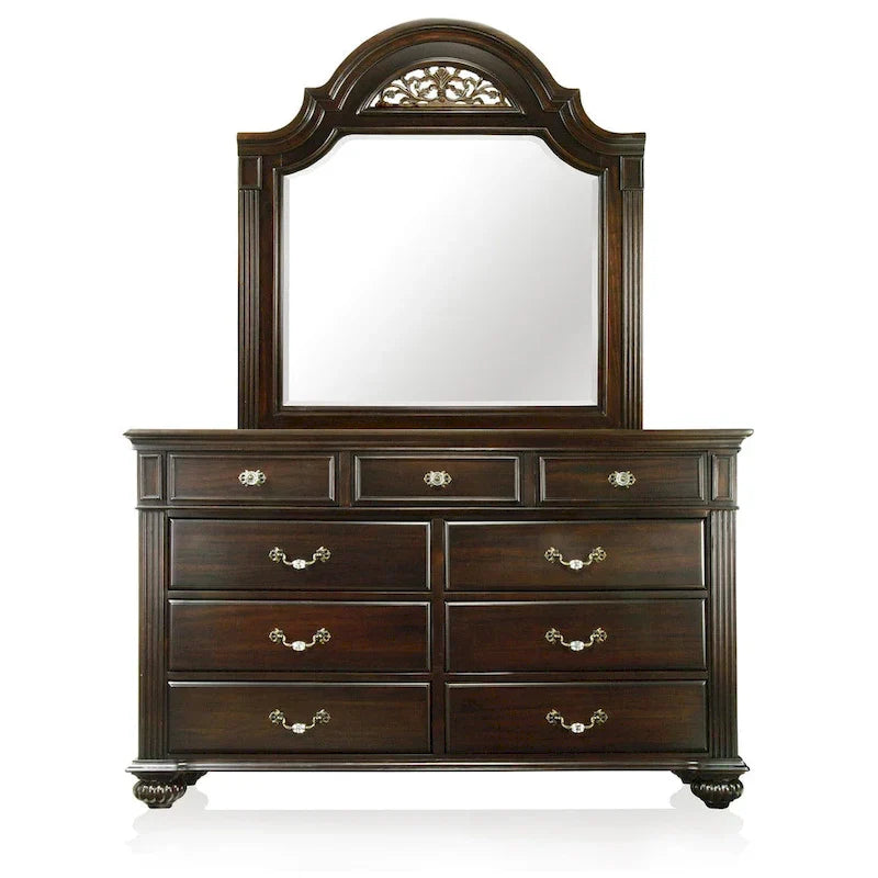 Vame Traditioneller 2-teiliger 9-Schubladen-Wäscheschrank und Spiegel von Furniture of America