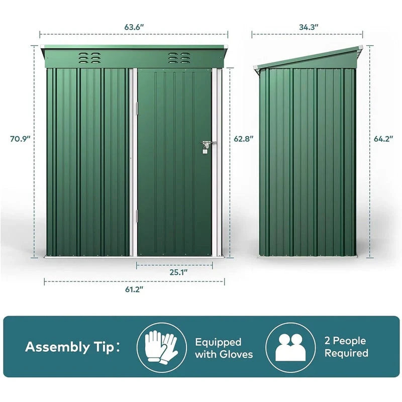 Outdoor-Geräteschuppen aus Metall mit abschließbarer Tür für Gartenmöbel und Werkzeuge