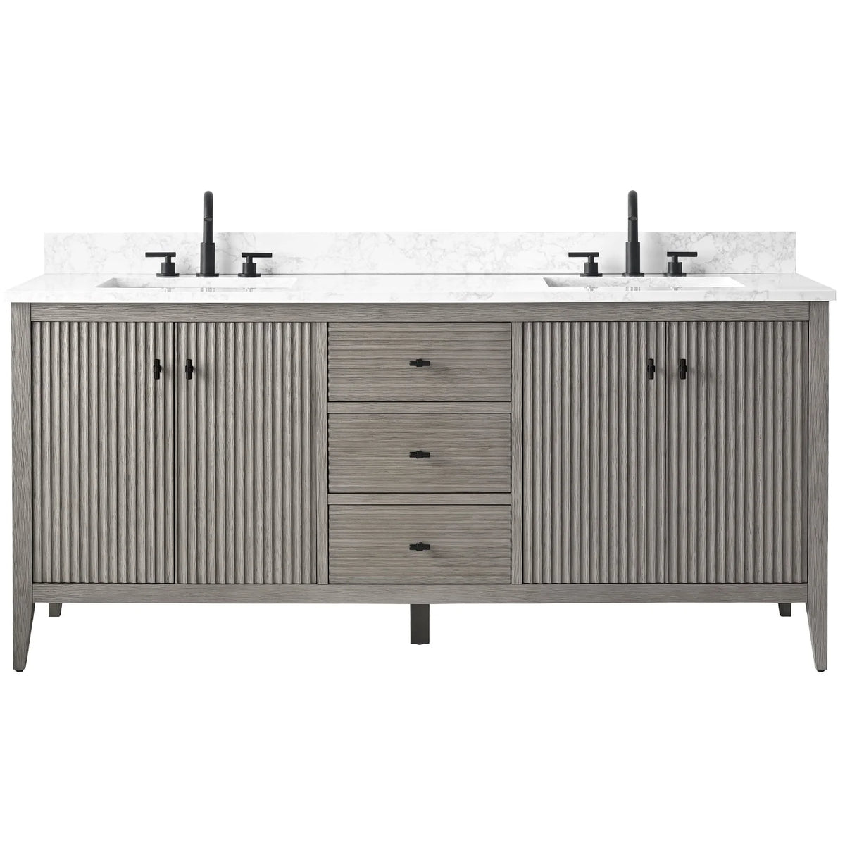 Vanity Art 72 Zoll Badezimmer-Waschtischunterschrank mit Doppelwaschbecken und Kunstmarmorplatte