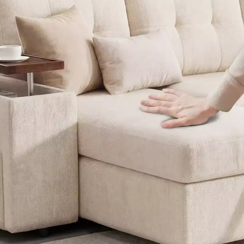 Dyonery 112 Modulares Schlafsofa mit Ausziehfunktion, U-förmiges Schnittsofa mit Stauraum, extra breite und tiefe Sitzflächen für das Wohnzimmer