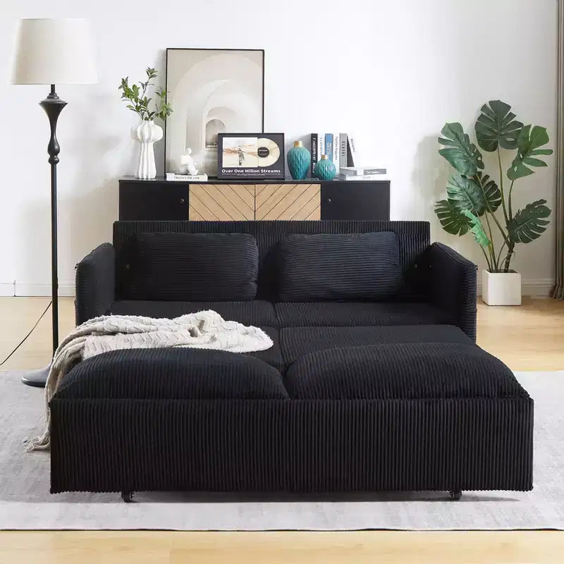 64.5 3-in-1 Schlafsofa aus Kord mit Ausziehbett