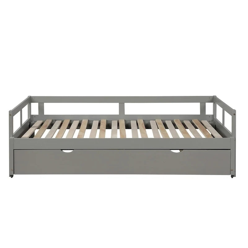 Ausziehbares Tagesbett mit Ausziehfunktion, Holztagesbett mit Ausziehfunktion