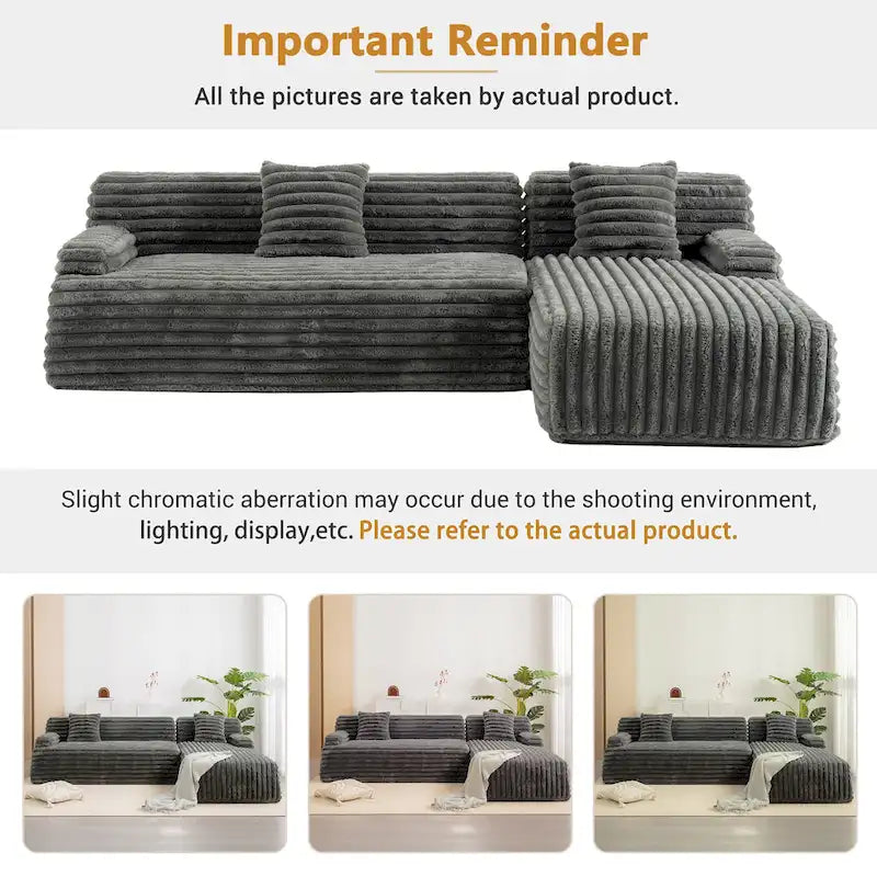 Cloud-Ecksofa, modernes Polstersofa mit 2 Wurfkissen, frei kombinierbares Sofa, modulares L-förmiges Ecksofa
