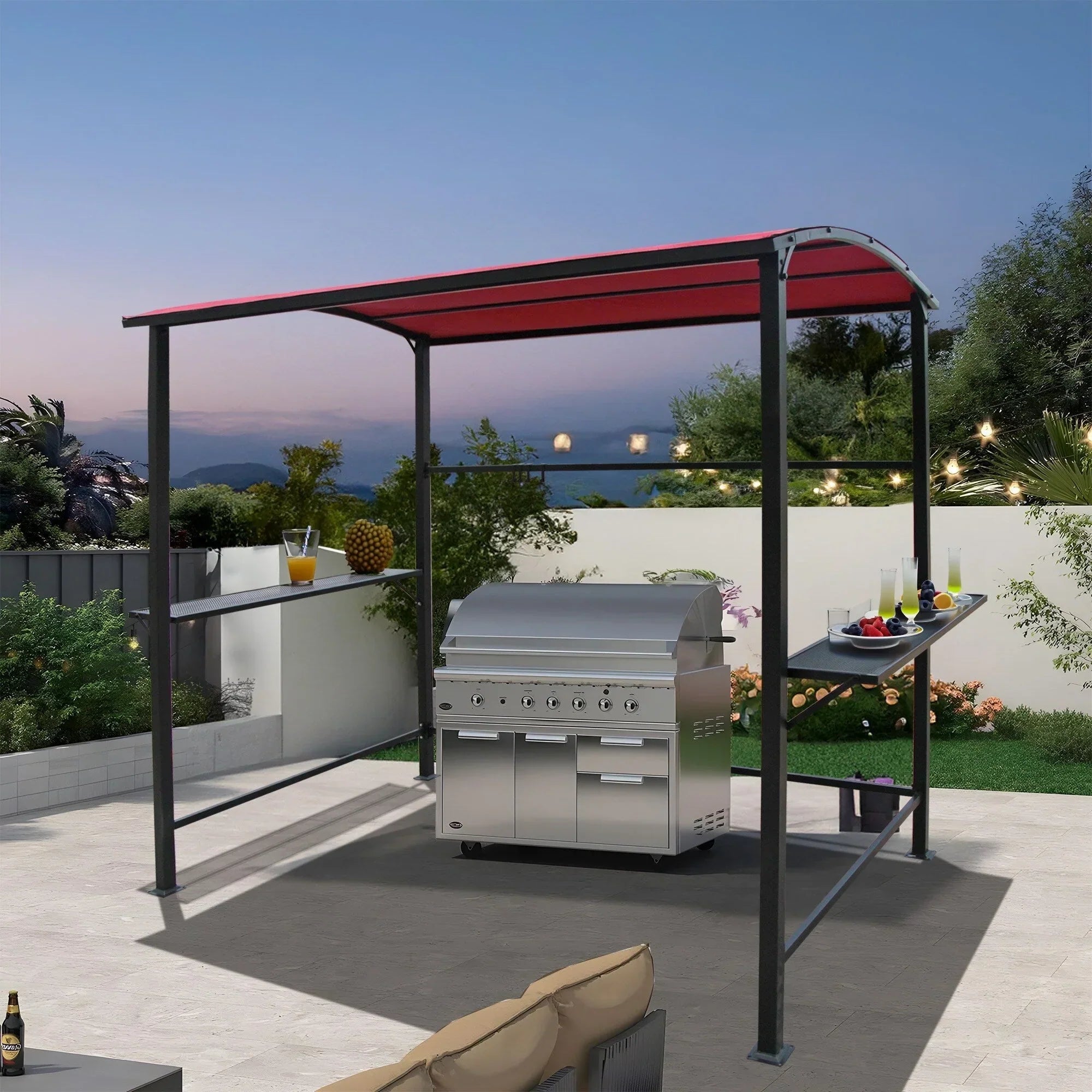 Outdoor-Grillpavillon mit Stahlrahmen, 1,5 m x 2,4 m