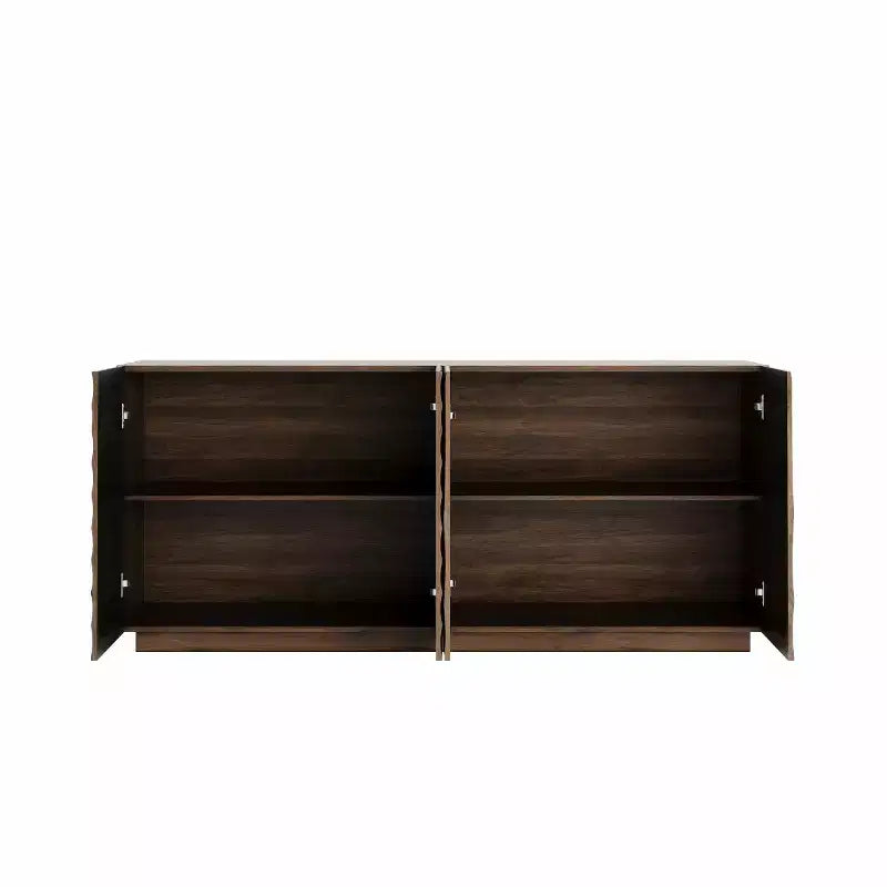 59 Modernes Spiral-Sideboard-Buffetschrank, flaches Kunst-Eingangs-Aufbewahrungsschrank mit 3D-Riffeltextur-Türen