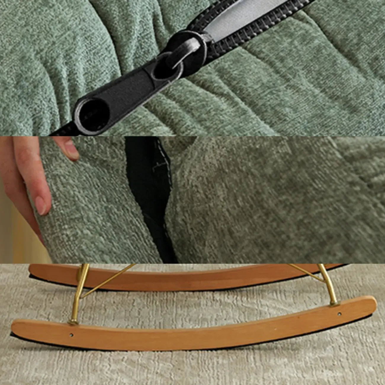 Moderner ergonomischer Schaukelstuhl aus Samt für das Kinderzimmer