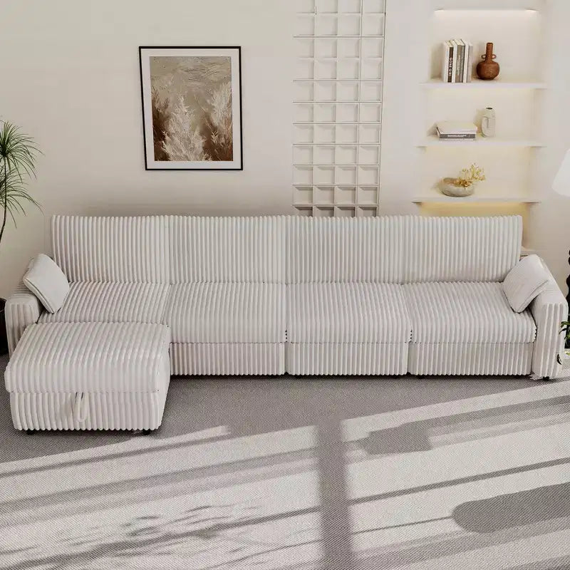 Dyonery Modulares Cord-Ecksofa mit waschbaren Bezügen