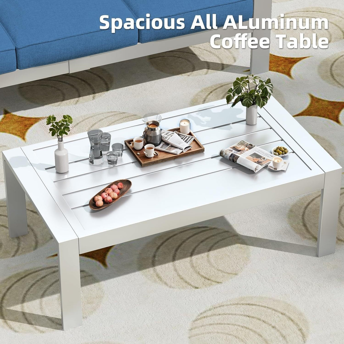 AECOJOY 7-teiliges Aluminium-Terrassenmöbel-Set Outdoor-Gesprächsgarnitur