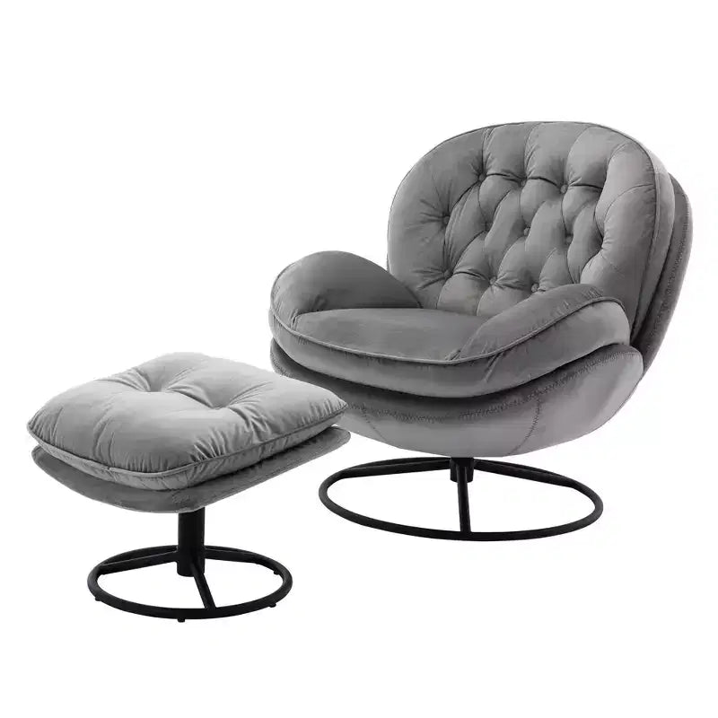 Okak Samt-Akzentsessel mit Ottoman, moderner Armloser Sessel im Mid-Century Stil für das Wohnzimmer, weicher bequemer Sessel zum Fernsehen, Gaming