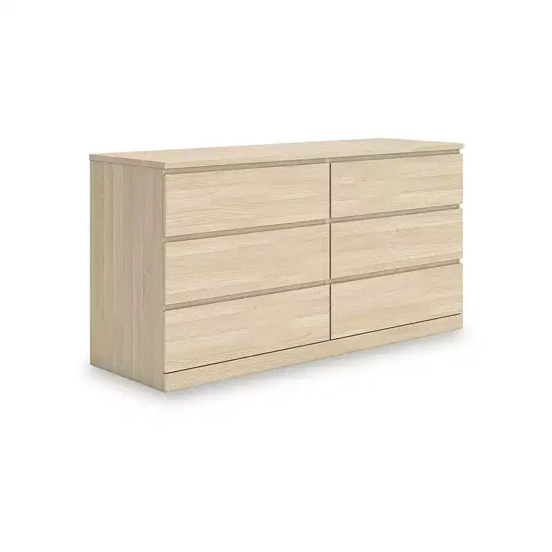 Signature Design by Ashley Modern Onita Kommode mit 6 Schubladen, Kommode in Naturholzbraun mit griffloser Ausführung