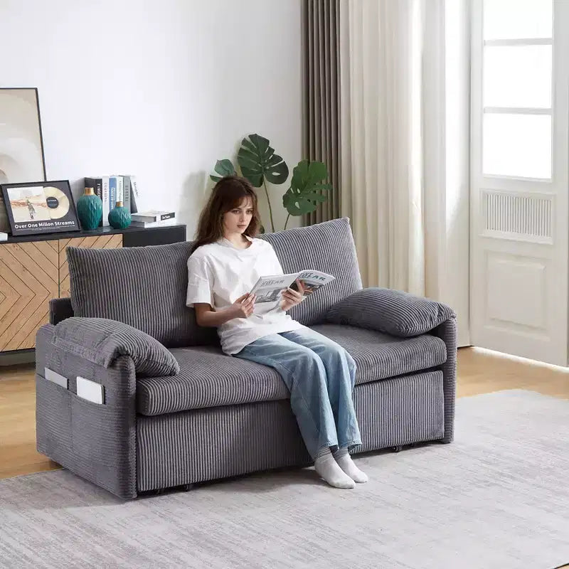 64.5 3-in-1 Schlafsofa aus Kord mit Ausziehbett