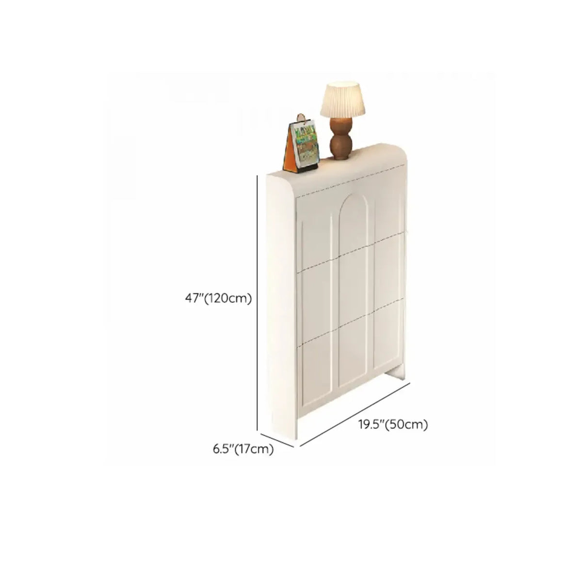Schlanker Schuhschrank mit 3 Fächern, Weiß, Holz, Klappfach