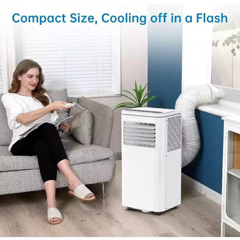 10000 BTU tragbare Klimaanlage, Heim-AC/Klimaanlage mit Fernbedienung für Räume bis zu 42 qm, 3-in-1-Funktionen/24-Stunden-Timer/Lenkrollen