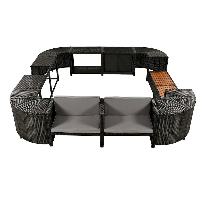 Spa-Umrandung Spa-Rahmen Quadratisches Outdoor-Rattan-Sofa-Set