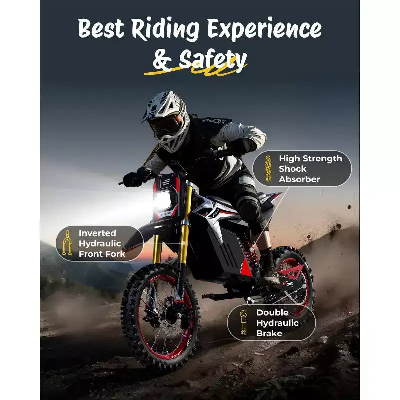 ECOLEAP 3500 W Peak Elektro-Dirtbike für Jugendliche & Erwachsene, 60 km/h Offroad E-Bike, 48 V 21 Ah Akku, bis zu 88 km Reichweite, 180 kg, 13+