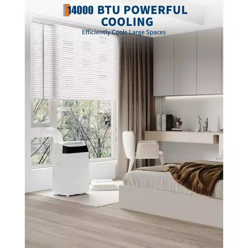 14.000 BTU Klimaanlagen mit Kühlleistung bis zu 70 m², 3-in-1 Mobile Klimaanlage mit Kühl-, Entfeuchtungs- und Ventilator-Modus und Fernbedienung