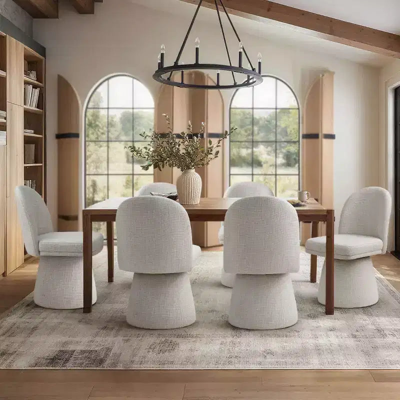 6er-Set moderne, armlose 360-Grad-Drehstühle mit Sockelgestell, elegante Akzentstühle für Küche, Esszimmer oder Büro – Panipeachy