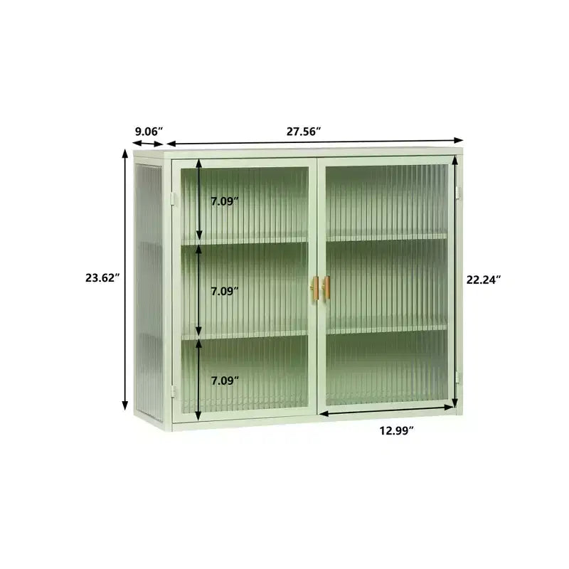 Okak Moderner 2-türiger Wandschrank mit 3-stufigem Stauraum und Glastüren für Flur/Esszimmer/Wohnzimmer/Küche