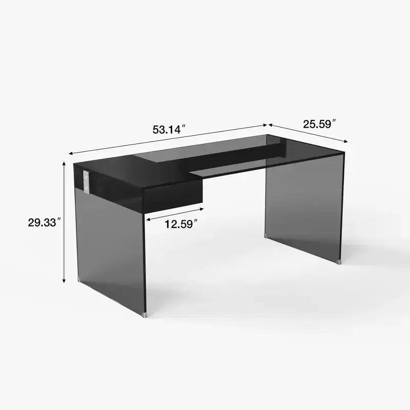 Luck Live Moderner Schreibtisch aus gehärtetem Glas, 53,14 Zoll