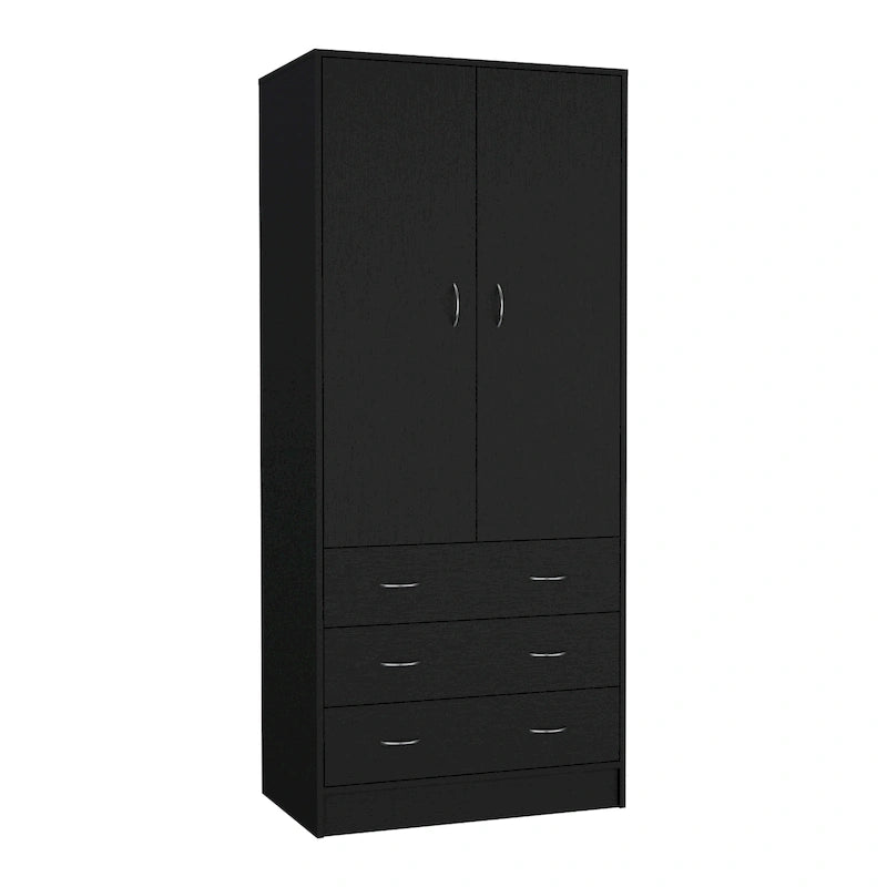 Moderner Doppeltür-Kleiderschrank (19) mit 3 Schubladen und 1 Kleiderstange für das Schlafzimmer