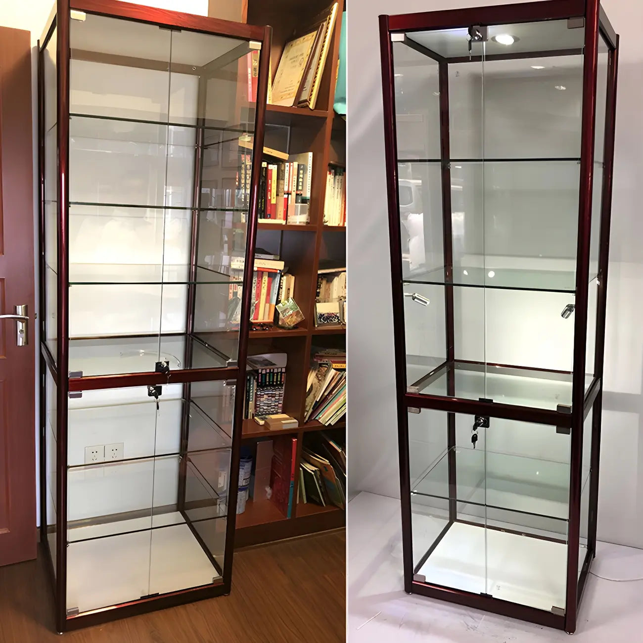 Zeitgenössische rechteckige Vitrine aus schwarzem Glas