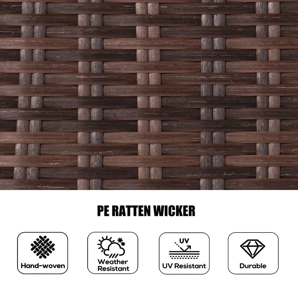 7-teiliges Garten-Essgruppe aus Rattan mit runden Kissen von Moda Furnishings