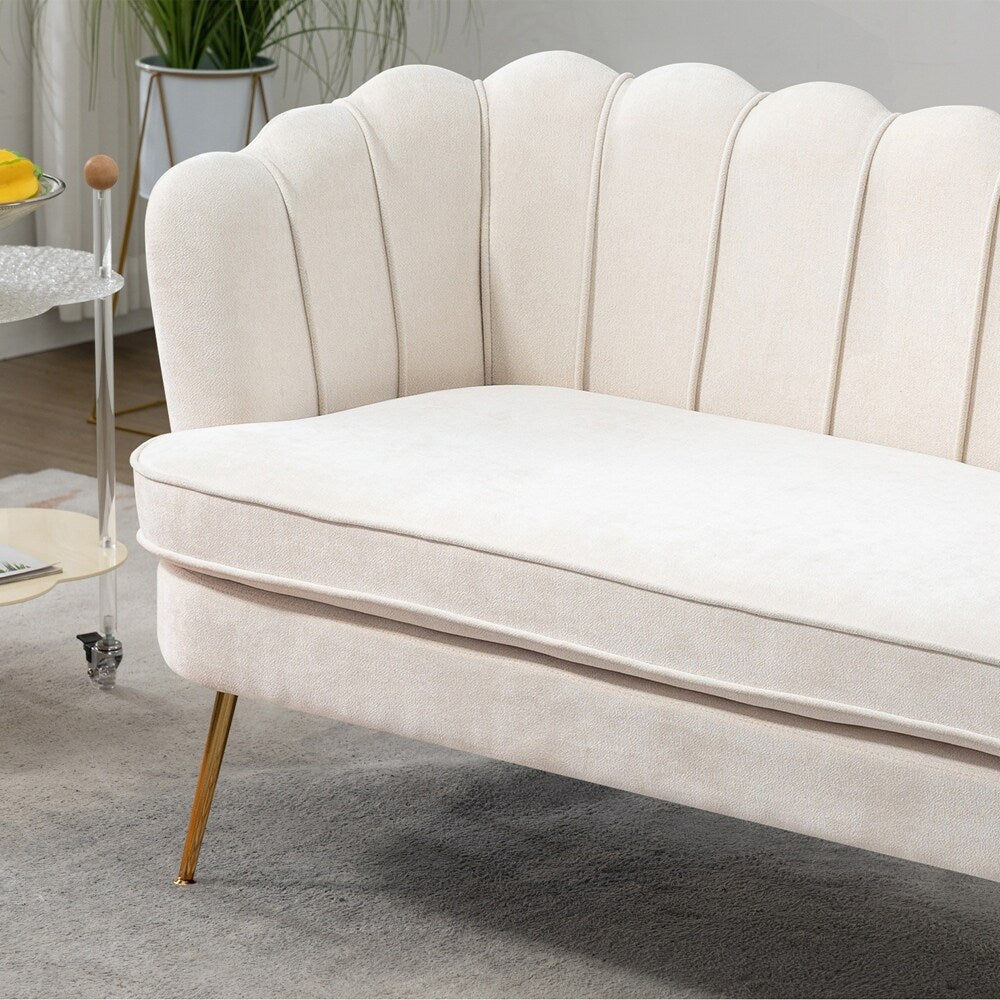 Kleines Mini-Zimmer-Sofa Zweisitzer mit Goldmetallfüßen - 2 Sitzer