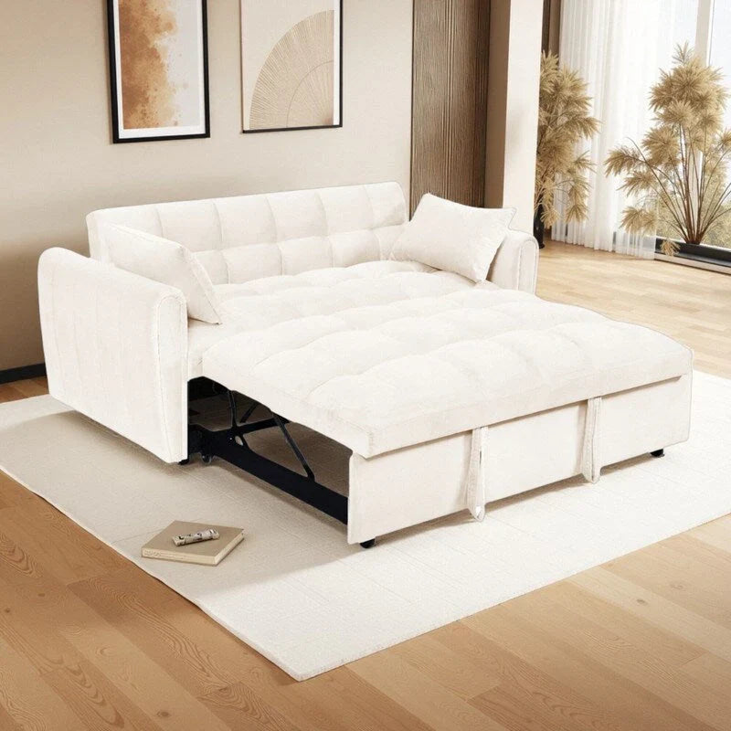 64.96 Samt 3-in-1-Schlafsofa mit verstellbarer Rückenlehne, Aufbewahrungstasche und 227 kg Tragkraft